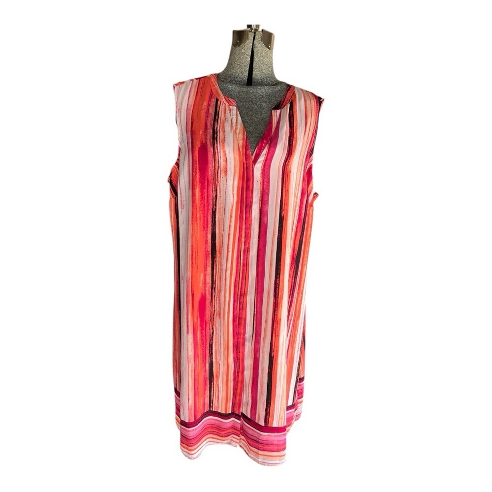 Apt. 9 Coral Pink Striped Sleeveless Shirtdres
